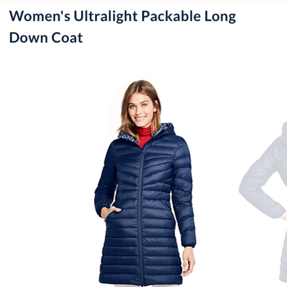 Lands end packable down coat NWOT